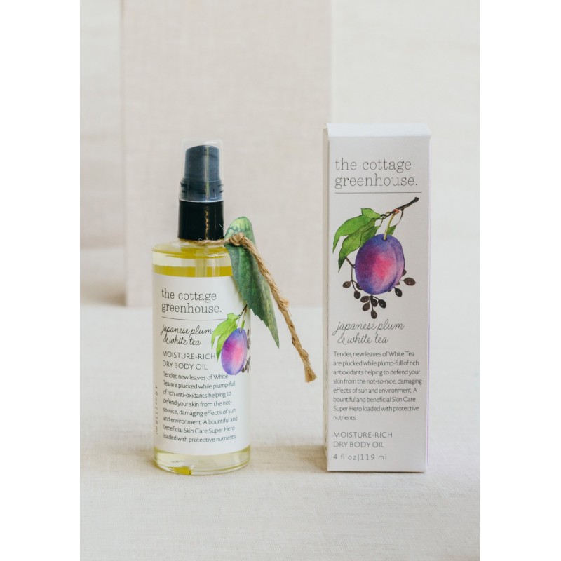 The Cottage Greenhouse Japanese Plum & White Tea Moisture Rich Dry Body Oil