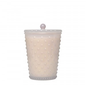 Simpatico Grande White Flower 50oz Hobnail Glass Candle 