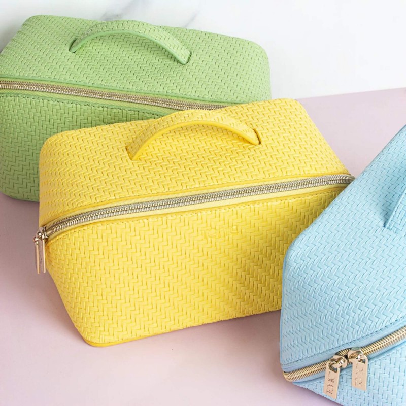 Tonic Herringbone Medium Beauty Bag Lemon