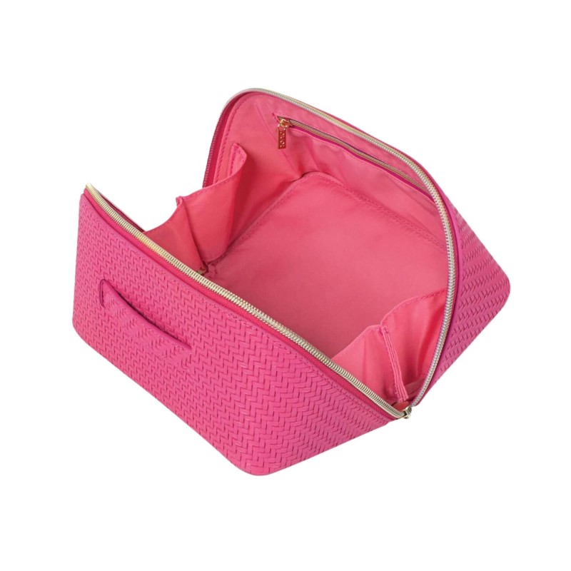 Tonic Herringbone Medium Beauty Bag Raspberry