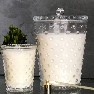 Simpatico Grande Creme Fresh 50oz Hobnail Glass Candle 