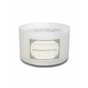 k.hall designs Washed Cotton White Glass Candle 24oz 