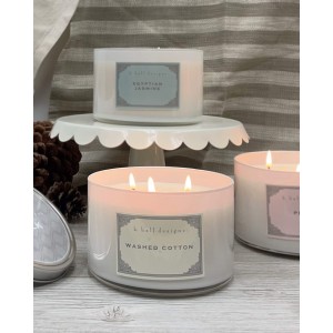 k.hall designs Washed Cotton White Glass Candle 24oz 