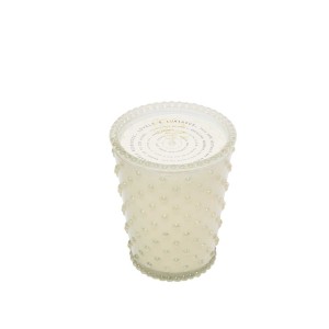 Simpatico White Flower #42 Hobnail Glass Candle 